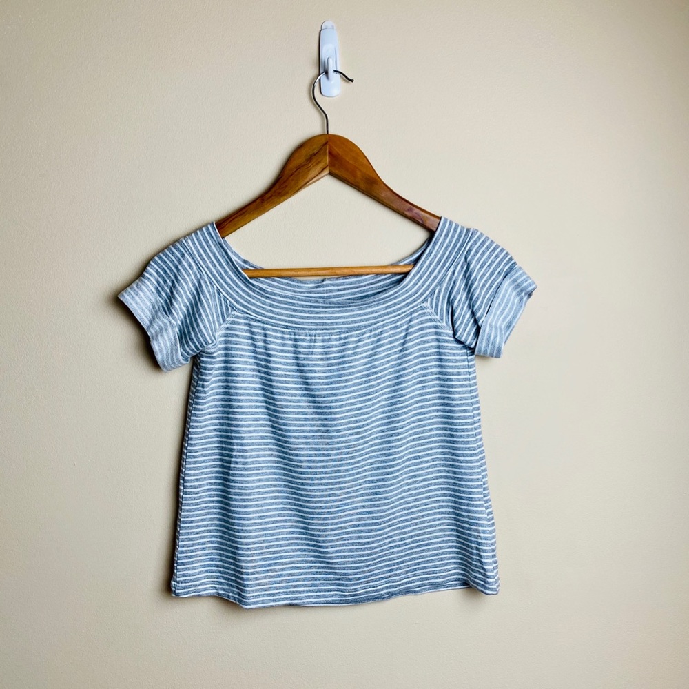 NWT ANTHROPOLOGIE Off Shoulder Grey Top, XS - Picture 4 of 9